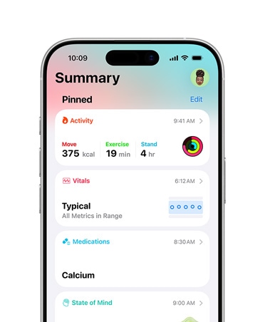 Резюмирано здравно състояние в iPhone