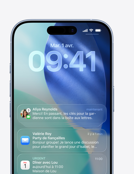 Écran d’iPhone affichant des notifications