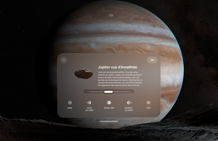 Environnement Jupiter dans l’obscurité partielle sur Apple Vision Pro
