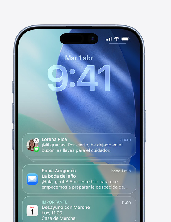 Pantalla de un iPhone con varias notificaciones