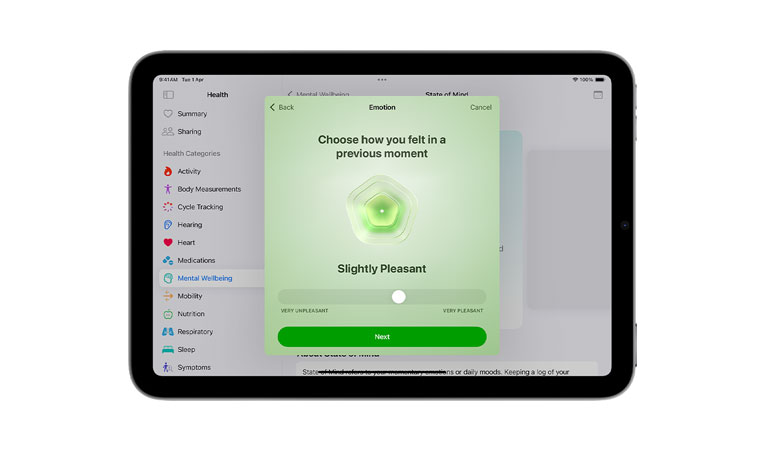 A person goes through a guided meditation in the Mindfulness app on Apple Vision Pro