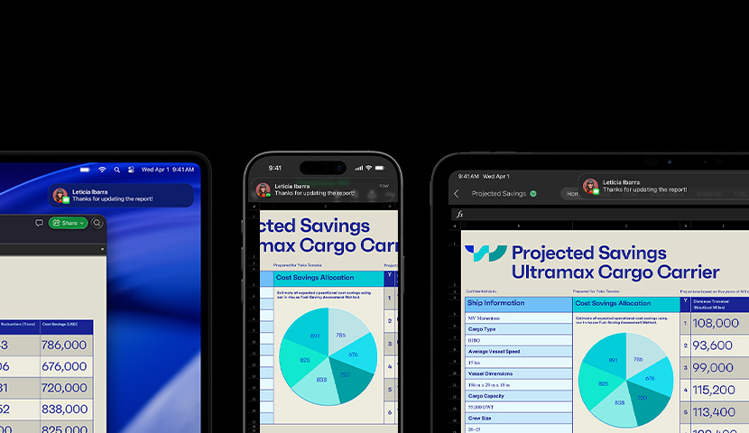 งานนำเสนอและข้อความที่แสดงอยู่บนชุดอุปกรณ์ ซึ่งประกอบด้วย Apple Watch, iPhone, Mac และ iPad