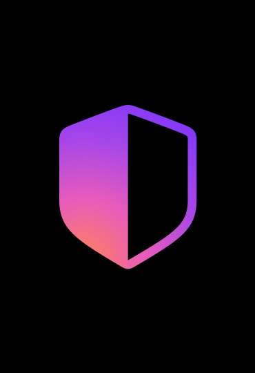 一個盾牌圖像，左半部粉紅色漸層由上到下呈現逐漸變淺，右半部為空白。