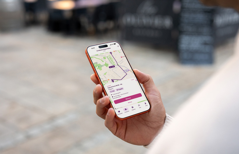 Registered drivers choose delivery jobs on the Tut Tut app and use Apple Maps to navigate to customers