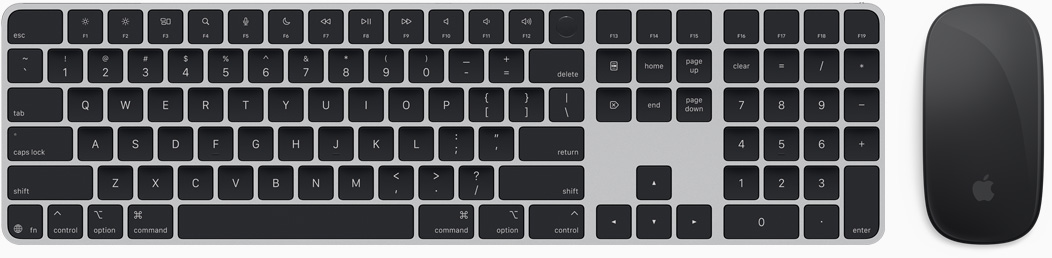 Vedere de sus a Magic Keyboard și Magic Mouse