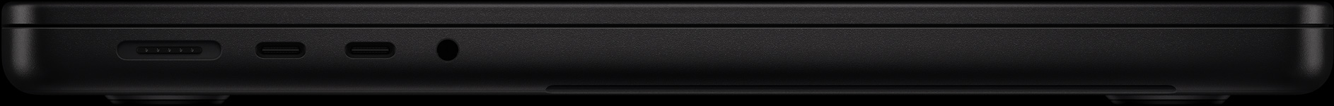 Linke Seite: MagSafe Anschluss, zwei Thunderbolt Anschlüsse und Kopfhöreranschluss