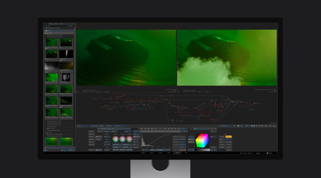 Δύο εικόνες αυτοκινήτου δίπλα-δίπλα σε πρόγραμμα οπτικών εφέ, με την εικόνα στα δεξιά να περιλαμβάνει ένα πρόσθετο σύννεφο καυσαερίων