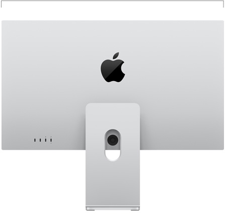 Stražnji prikaz Studio Displaya XDR sa stalkom podesivim po nagibu i po visini uz prikaz širine