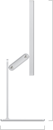 Bočni prikaz Studio Displaya XDR sa stalkom podesivim po nagibu i visini, prikaz visine zaslona u najvišem položaju