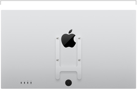 Stražnji prikaz Studio Displaya s prilagodnikom za VESA nosač uz prikaz širine