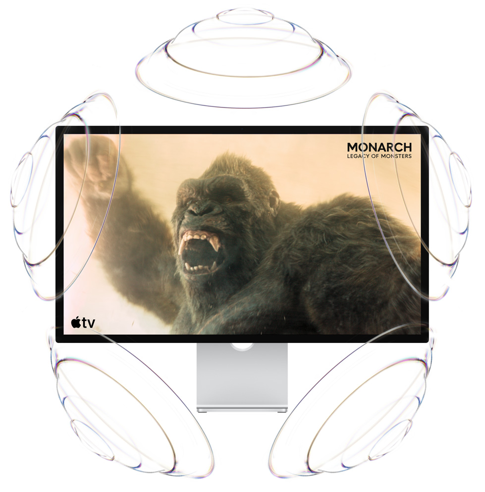 Promo Apple TV, titul: Monarch: Odkaz monštier, King Kong so zdvihnutou päsťou a mohutným revom