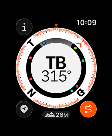 Backtrack feature, metrics: compass, elevation, marked waypoints